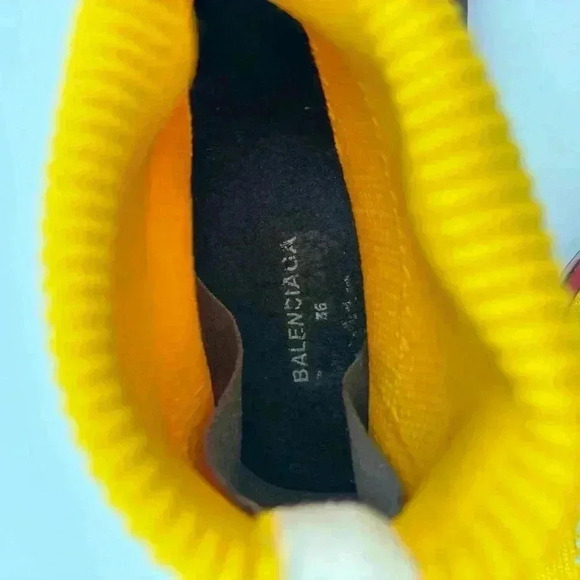 Balenciaga Speed High-Top Yellow  Sneakers in size 36EU /6 US women's- pre-loved - Picture 13 of 17